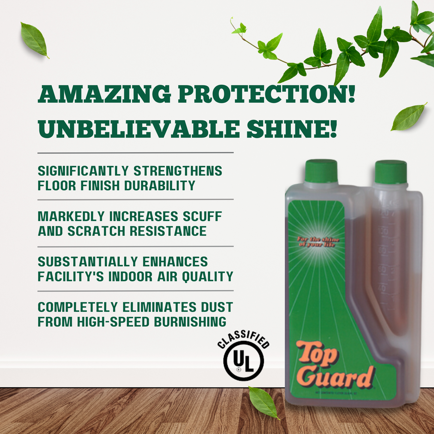 TOP GUARD - Commercial & Industrial Floor Protection, Surface Shield, Creates a Lustrous Wet Look Shine Floor Finish (6x1 Litter Box)