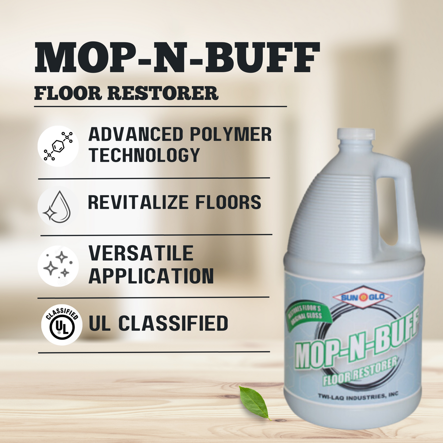 SUN-GLO Mop-N-Buff - Ultra Shine Floor Revitalizer (4x1 Gallon Case)