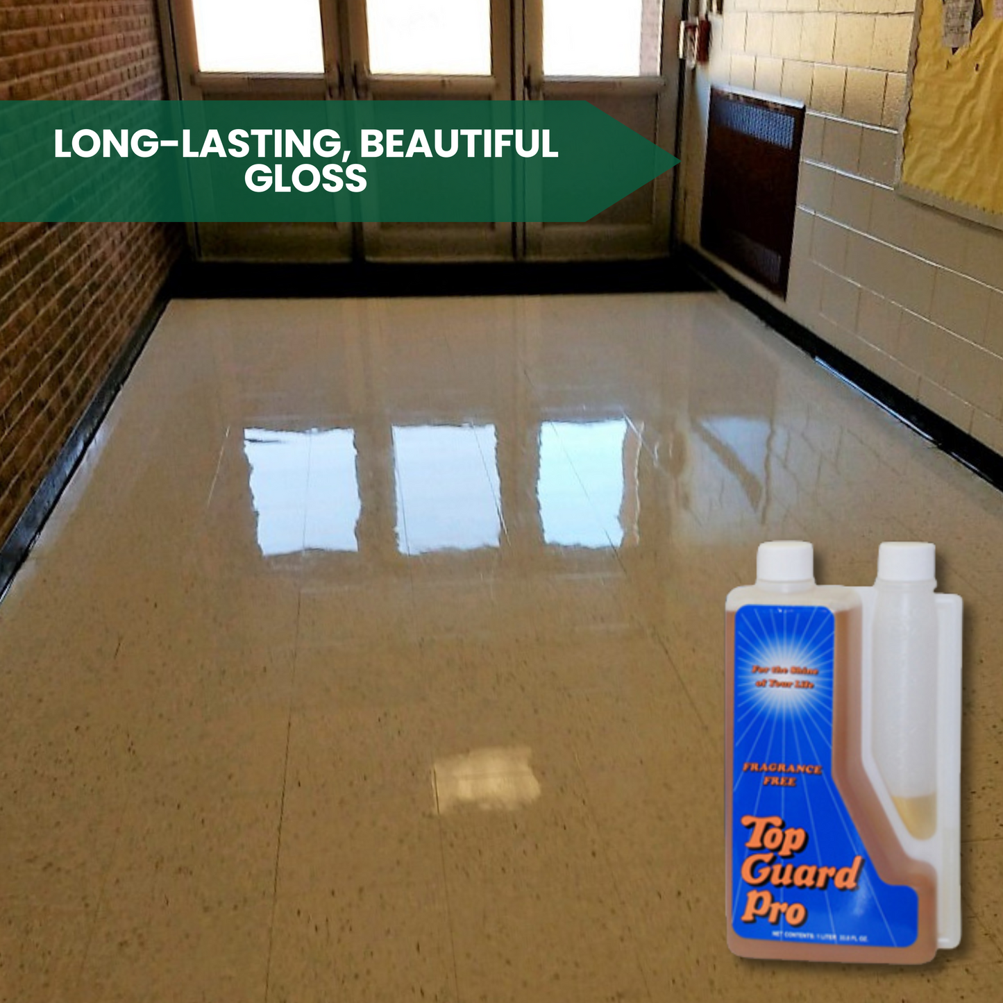 Top Guard PRO - Commercial & Industrial Flooring Protection, Surface Shield, Creating a Lustrous Wet Look Quick Shine Floor Finish (6x1 Litter Box)