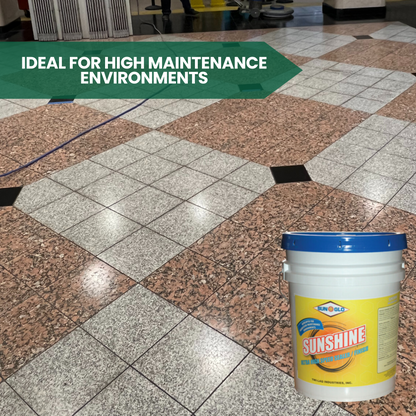 SUN-GLO Sunshine  - Floor Finish,  Wet-Look Floor Finish with High Solids Formula for Exceptional Film Clarity, Repels Soil and Scratches - 5 Gallon Pail