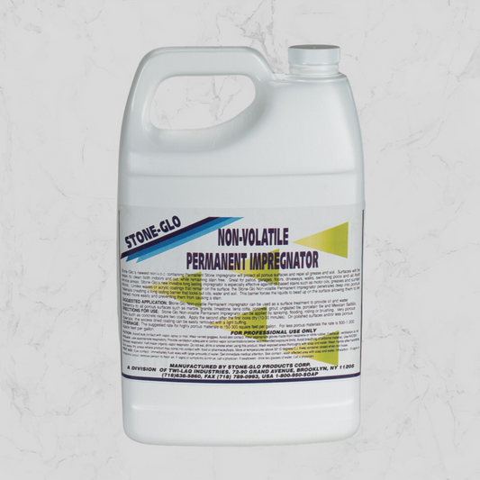 STONE-GLO Non-Volatile Permanent Impregnator - Marble Maintenance Water Based, Protects Natural Stone Surfaces & Masonry, Highly Polished Stones & Grout, Less Etching (1 Gallon)