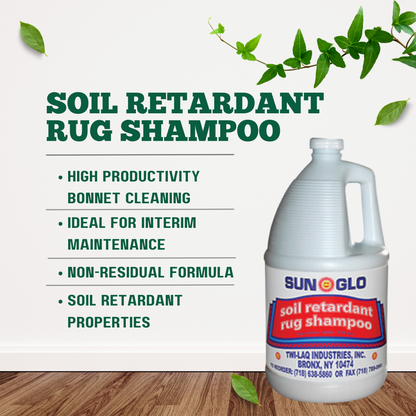 SUN-GLO Soil Retardant Rug Shampoo - High-Efficiency Bonnet Cleaning Solution (4x1 Gallon Case)