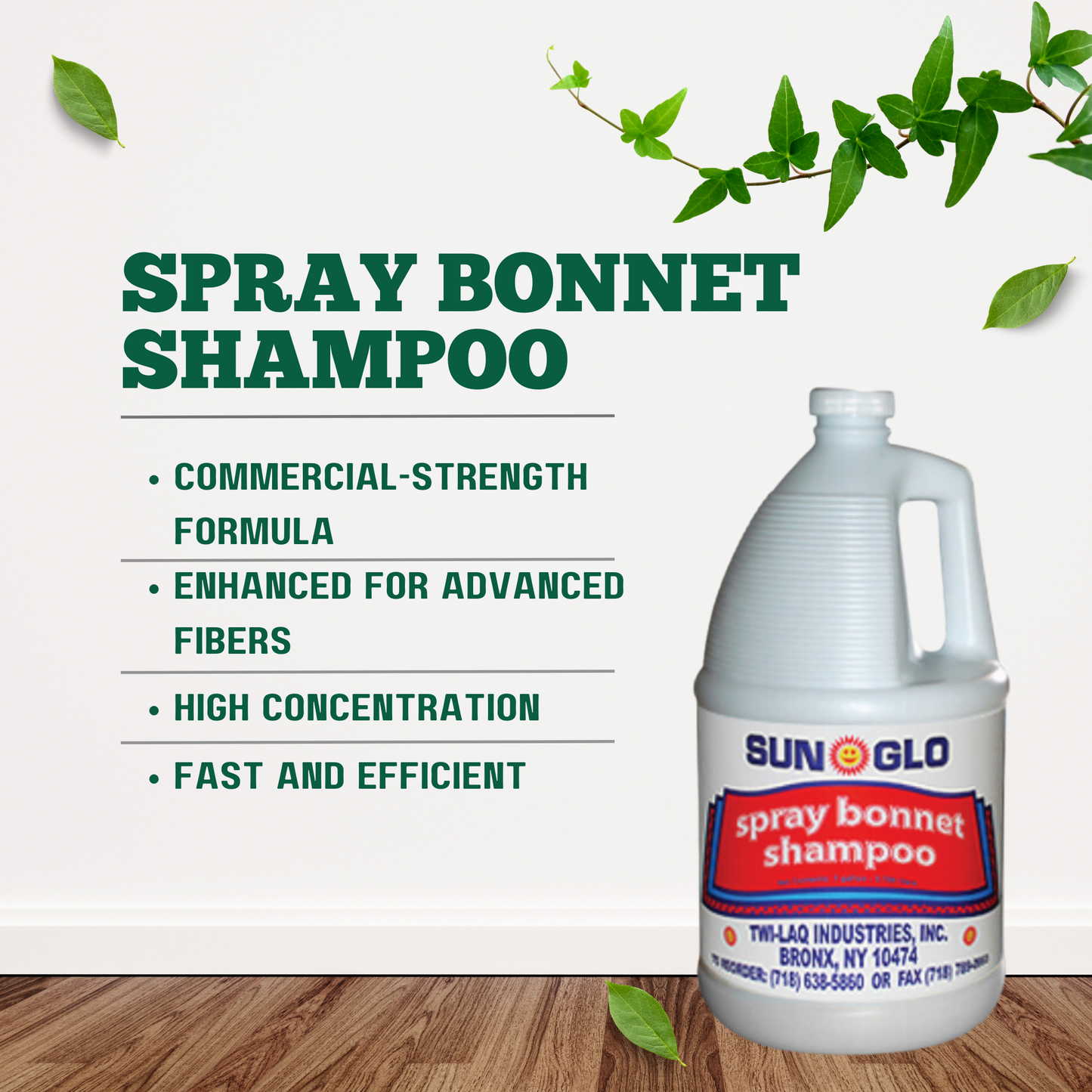 SUN-GLO Spray Bonnet Shampoo - Advanced Formula, Heavy Duty Commercial Strength, High-Performance Carpet Care - (4x1 Gallon Case)