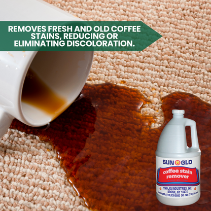 SUN-GLO Coffee Stain Remover - Ultra-Efficient for Upholstery & Carpet, Experience Spotless Clean (4x1 Gallon Case)