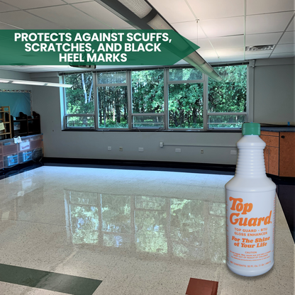 TOP GUARD Ready To Use (RTU) - Commercial & Industrial Flooring Protection, Surface Shield, Creates a Lustrous Wet Look Quick Shine Floor Finish (12x1 Quart Box)