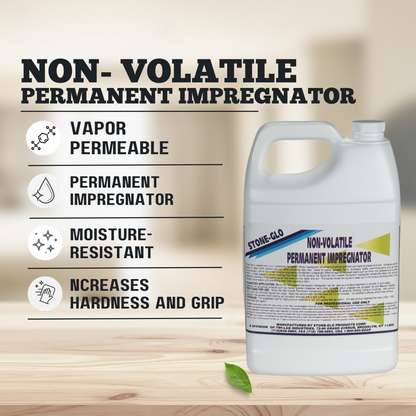 STONE-GLO Non-Volatile Permanent Impregnator - Marble Maintenance Water Based, Protects Natural Stone Surfaces & Masonry, Highly Polished Stones & Grout, Less Etching (1 Gallon)