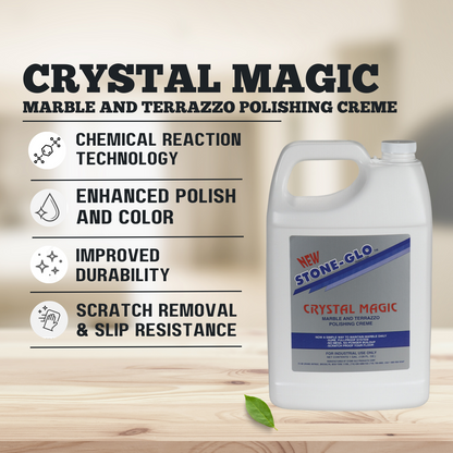 STONE-GLO Crystal Magic - Improve Marble, Travertine & Terrazzo Floor - Polishing Tile Cleaner, Light Scratch Removal (1 Gallon)