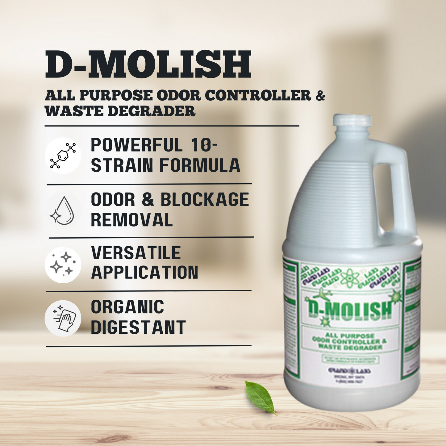 SUN-GLO D-Molish - Air Freshener, Home Deodorizers, Odor Eliminator, Neutralizer, Rug Deodorize (4x1 Gallon Case)