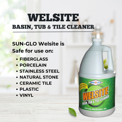 SUN-GLO Welsite - Basin, Tub & Tile Cleaner Premium Restroom Shine (4x1 Gallon Case)