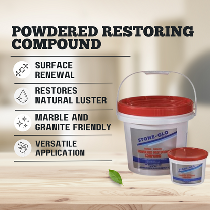 STONE-GLO Powdered Restoring Compound - Enhance, Preserve, and Maintain Natural Stone Brilliance (5 Gallon Pail- Pack of 5)