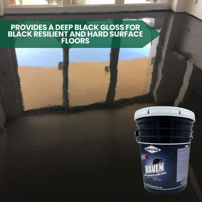 SUN-GLO Raven Black Pigmented Floor Finish | Commercial and Industrial Flooring Protection | Glossy Black Flooring Finish | Creates Brilliant Super Gloss Black Finish Surface (5 Gallon - Pail)