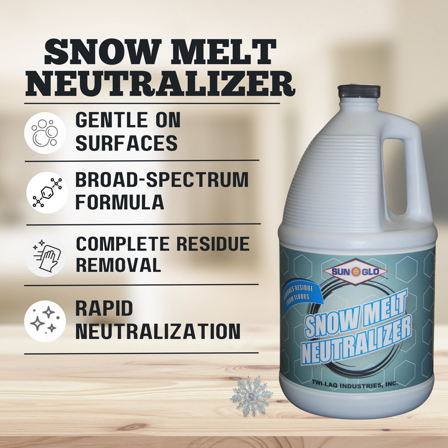 SUN-GLO Snow Melt Neutralizer - Efficient Ice Dissolving Solution for Walkways and Driveways (4x1 Gallon Case)