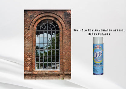 Sun - Glo Non-Ammoniated Aerosol Glass Cleaner - Effortlessly Eliminates Dirt, Film, Grime, Grease, Bugs, and Smears on Glass and Mirrors (12 Per Case)