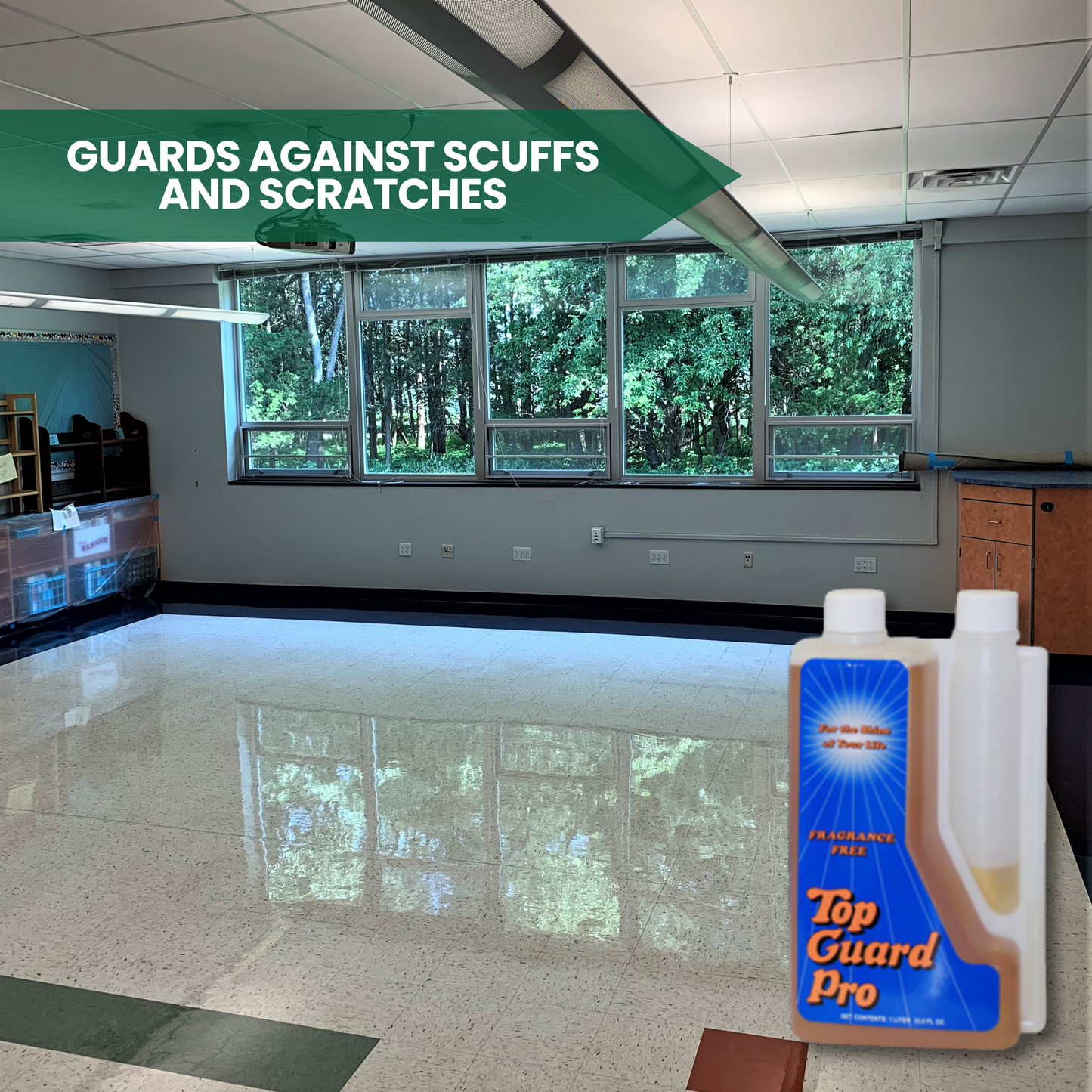 Top Guard PRO - Commercial & Industrial Flooring Protection, Surface Shield, Creating a Lustrous Wet Look Quick Shine Floor Finish (6x1 Litter Box)