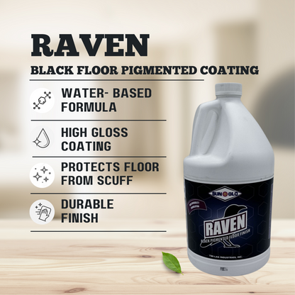 SUN-GLO Raven Black Pigmented Floor Finish | Commercial and Industrial Flooring Protection | Glossy Black Flooring Finish | Creates Brilliant Super Gloss Black Finish Surface (1 Gallon)