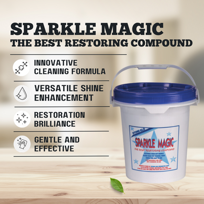 STONE-GLO Sparkle Magic - Premier Marble & Stone Restoring Compound - Marble Stain Remover & Etch Remover, with Lustrous Polishing Power