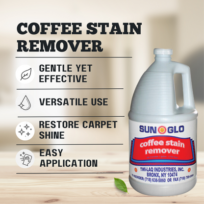 SUN-GLO Coffee Stain Remover - Ultra-Efficient for Upholstery & Carpet, Experience Spotless Clean (4x1 Gallon Case)