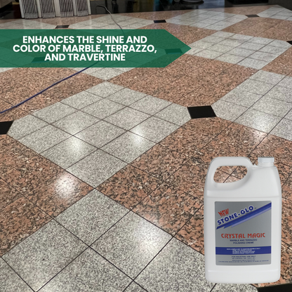 STONE-GLO Crystal Magic - Improve Marble, Travertine & Terrazzo Floor - Polishing Tile Cleaner, Light Scratch Removal (4x1 Gallon Case)