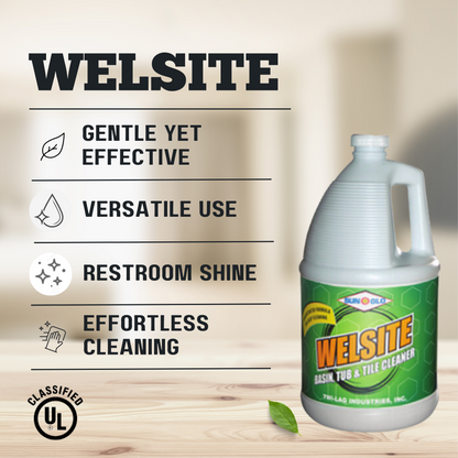 SUN-GLO Welsite - Basin, Tub & Tile Cleaner Premium Restroom Shine (4x1 Gallon Case)