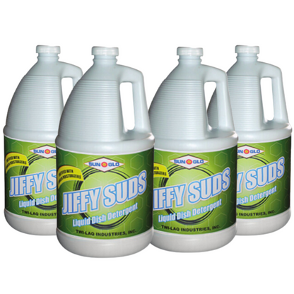 SUN-GLO Jiffy Sudz - Essential Dishwashing Liquid for Sparkling Dishes & Glassware - Gentle on Hands (4x1 Gallon Case)