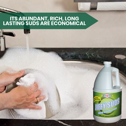 SUN-GLO Jiffy Sudz - Essential Dishwashing Liquid for Sparkling Dishes & Glassware - Gentle on Hands (4x1 Gallon Case)