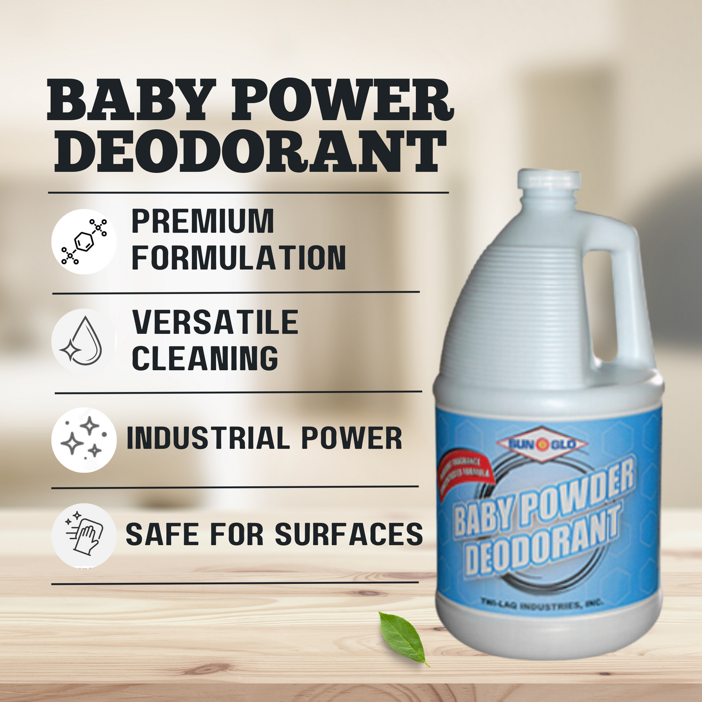 SUN-GLO Baby Powder Concentrated Deodorant (4x1 Gallon Case)