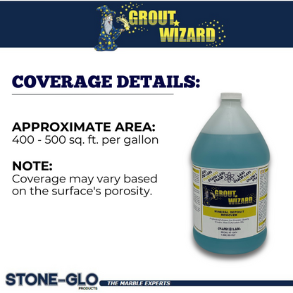 STONE-GLO Grout Wizard | by Grand Labs Grout Radiance Ultra - Premium Mineral Deposit Grout Cleaner & Stain Remover for Ceramic, Quarry, Granite, Slate and Porcelain Tile Finish