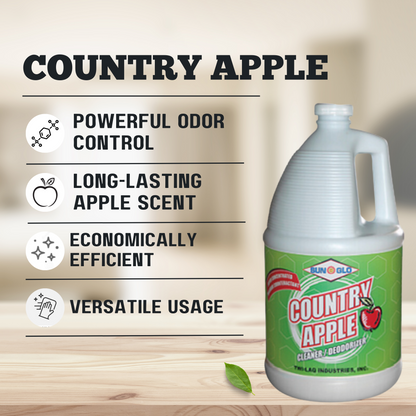 SUN-GLO Country Apple -Ultra-Concentrated Deodorizing Cleaner, Industrial Strength, Long-Lasting Fragrance (4x1 Gallon Case)