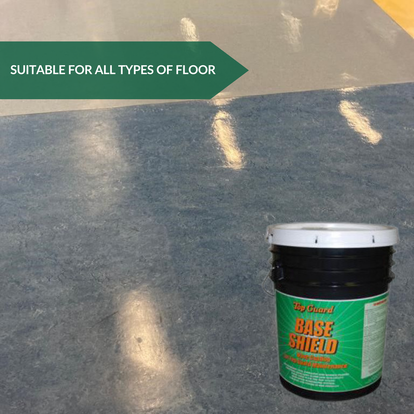 TOP GUARD Base Shield - Revolutionary Floor Finish for Your Floor Care Home Essentials, Gives Floor a Glossy Finish (5 Gallon Pail)