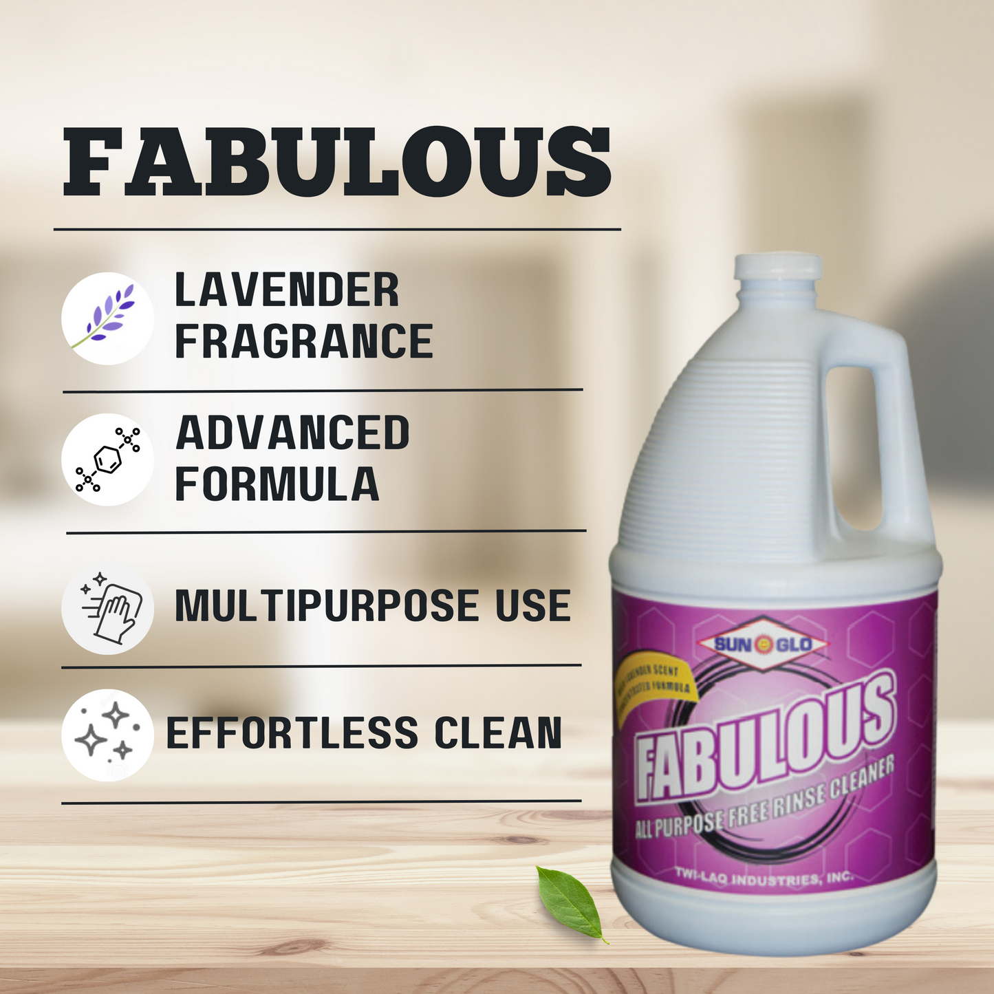 SUN-GLO Fabulous - Lavender Scented All Purpose Cleaner (4x1 Gallon Case)