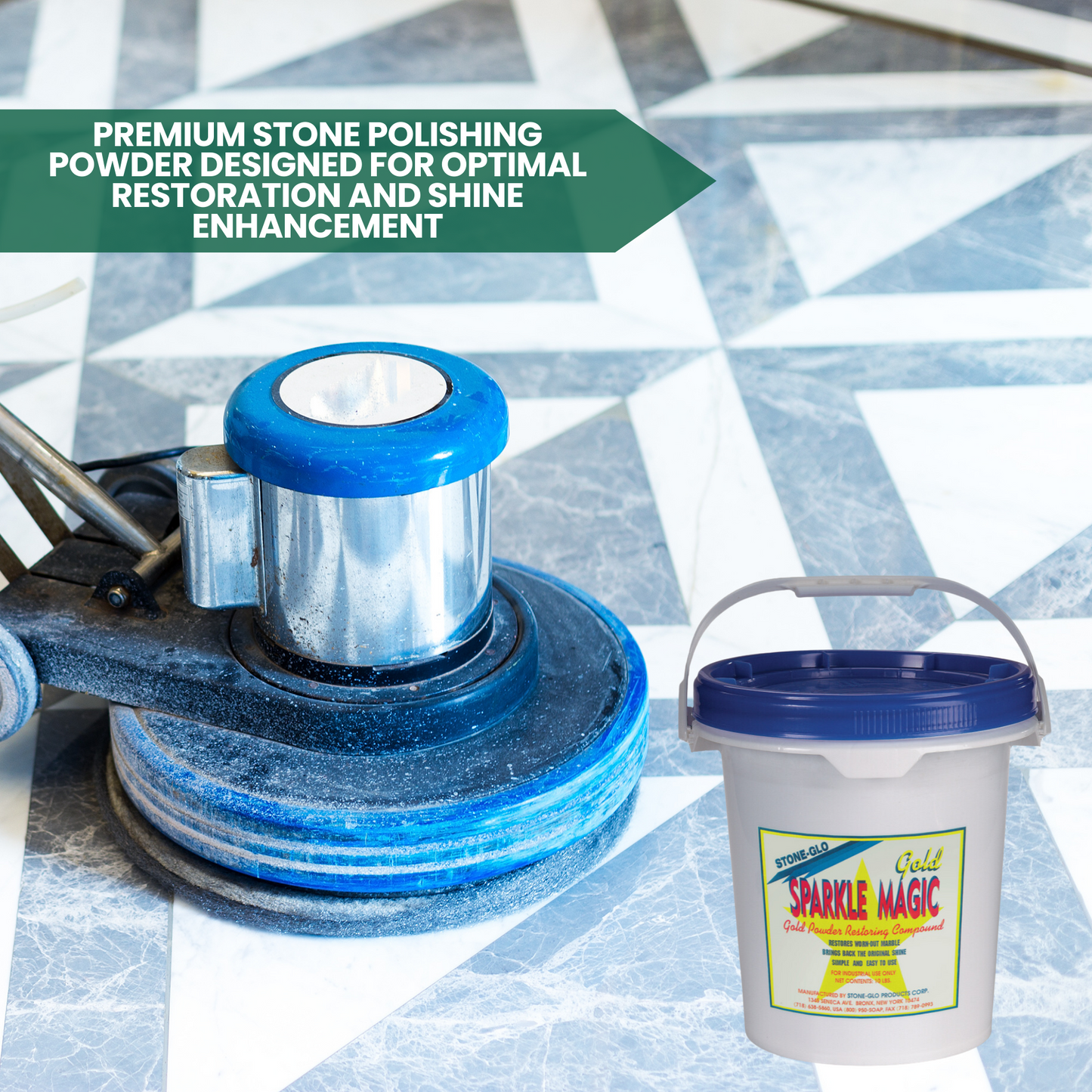 STONE-GLO Sparkle Magic Gold 5X Powder - Your Ultimate Stone & Floor Polish, for Restoring Glistening Stone Floors & Renewed Surfaces, Worn & Etched Areas