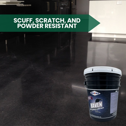 SUN-GLO Raven Black Pigmented Floor Finish | Commercial and Industrial Flooring Protection | Glossy Black Flooring Finish | Creates Brilliant Super Gloss Black Finish Surface (5 Gallon - Pail)