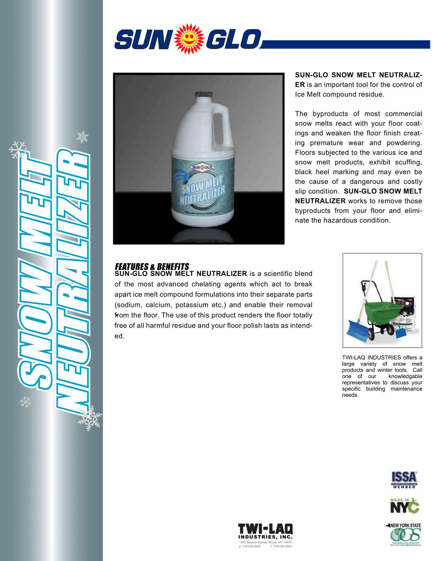 SUN-GLO Snow Melt Neutralizer - Efficient Ice Dissolving Solution for Walkways and Driveways (4x1 Gallon Case)